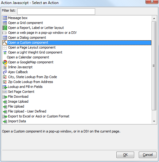 V11 Action Javascript Actions Open Custom Component